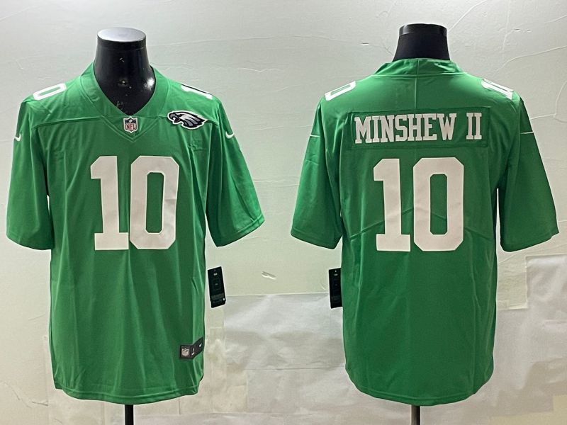 Men Philadelphia Eagles #10 Minshew ii Green Throwback 2025 Nike Vapor Limited NFL Jersey style 4
